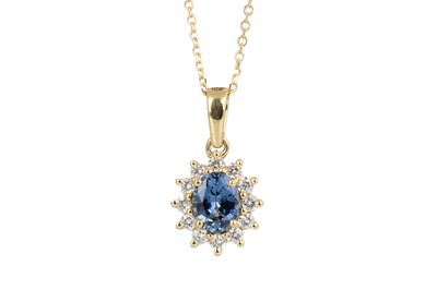 Lot 581 - SAPPHIRE AND DIAMOND CLUSTER PENDANT