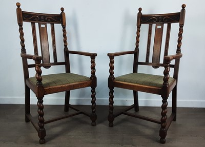 Lot 419 - TWO OAK CARVER CHAIRS