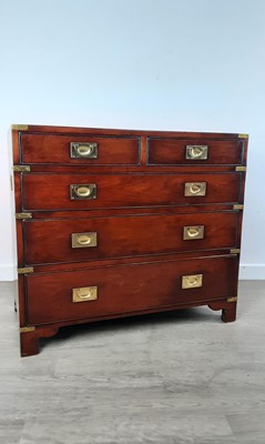 Lot 421 - MAHOGANY CAMPAIGN STYLE CHEST