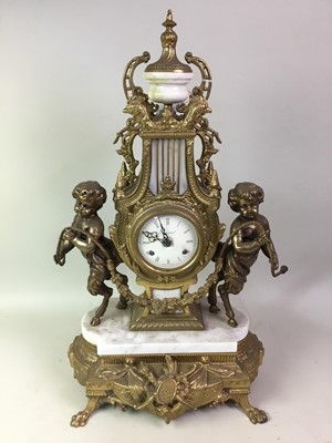 Lot 425 - ITALIAN GILT METAL MANTEL CLOCK