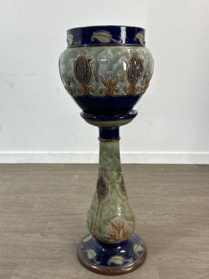 Lot 454 - ROYAL DOULTON, ART NOUVEAU LAMBETH STONEWARE JARDINIERE ON STAND