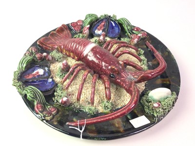 Lot 437 - MAJOLICA LOBSTER DISH