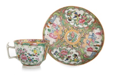 Lot 1295 - CHINESE CANTONESE FAMILLE ROSE CUP AND SAUCER