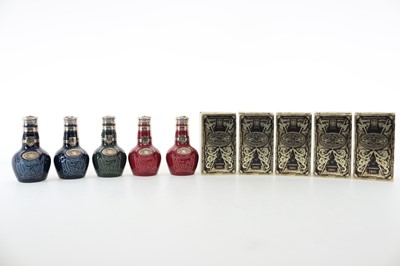 Lot 213 - 5 CHIVAS ROYAL SALUTE MINIATURE DECANTERS