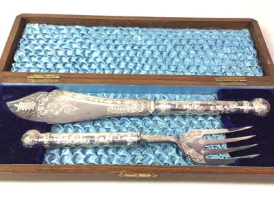 Lot 586 - TWO PAIRS OF VICTORIAN FISH SERVERS