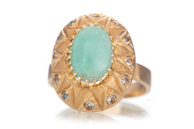 Lot 639 - GREEN HARDSTONE DRESS RING