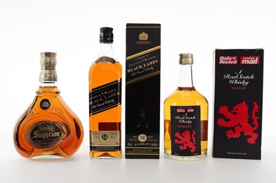 Lot 222 - JOHNNIE WALKER SWING SUPERIOR 75CL, 12 YEAR OLD BLACK LABEL AND AUCHENTOSHAN "A REAL SCOTCH WHISKY"