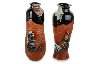 Lot 1345 - TWO JAPANESE SUMIDA WARE VASES