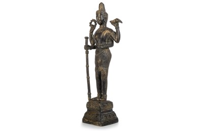 Lot 1353 - SOUTHEAST ASIAN BRONZED CAST METAL FIGURE OF KHMER VISHNU