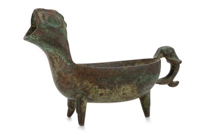 Lot 1366 - CHINESE BRONZE ZOOMORPHIC POURING VESSEL