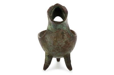 Lot 1366 - CHINESE BRONZE ZOOMORPHIC POURING VESSEL