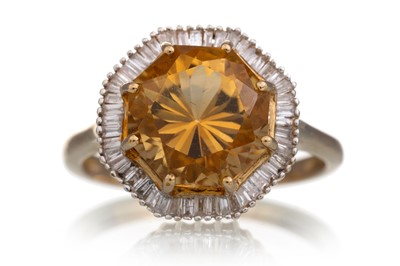 Lot 445A - CITRINE AND DIAMOND RING