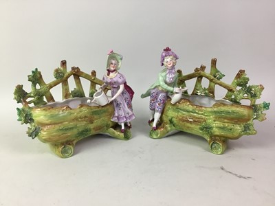 Lot 607 - PAIR OF CONTINENTAL CERAMIC FIGURE ORNAMENTS