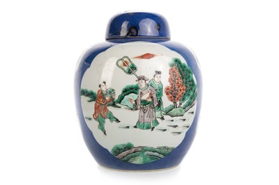 Lot 1344 - CHINESE FAMILLE VERTE LIDDED GINGER JAR