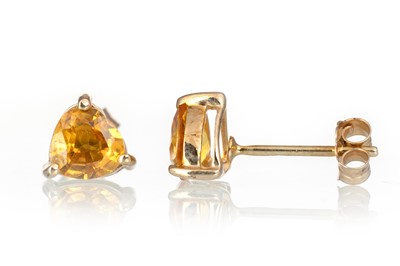 Lot 455A - PAIR OF YELLOW SAPPHIRE STUD EARRINGS