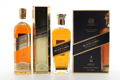 Lot 231 - JOHNNIE WALKER 18 YEAR OLD GOLD LABEL 75CL AND BLACK LABEL COLLECTORS EDITION