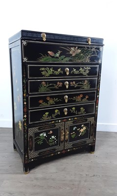 Lot 696 - CHINESE BLACK LAQUERED CABINET