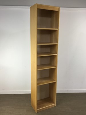 Lot 639 - TWO MODERN NARROW OPEN BOOKCASES