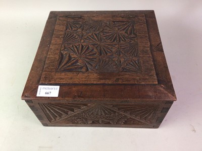 Lot 667 - MAHOGANY DESK STORAGE BOX