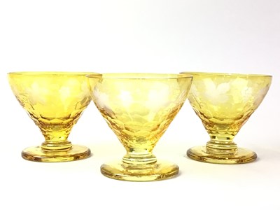 Lot 663 - SET OF SIX AMBER GLASS DISHES