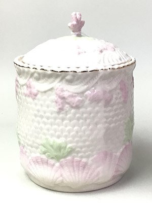 Lot 666 - BELLEEK 'NEPTUNE' PATTERN BISCUIT JAR