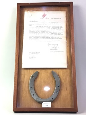 Lot 749 - THE ROYAL HOUSEHOLD, A LETTER AND HORSESHOE