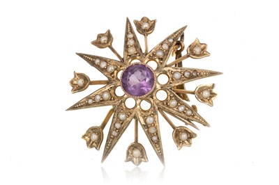 Lot 671 - AMETHYST AND PEARL STAR PENDANT