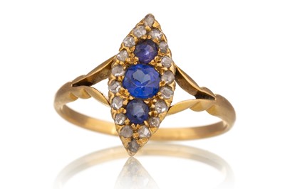 Lot 672 - BLUE PASTE AND DIAMOND RING