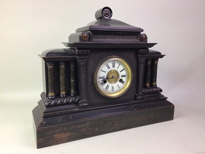 Lot 771 - VICTORIAN EBONISED MANTEL CLOCK