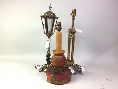 Lot 823 - BRASS SQUARE SECTION TABLE LAMP