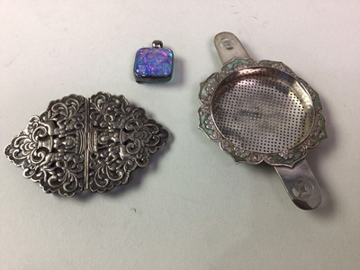 Lot 825 - CHINESE SILVER TEA STRAINER