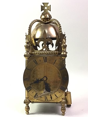 Lot 62 - REPRODUCTION BRASS LANTERN CLOCK