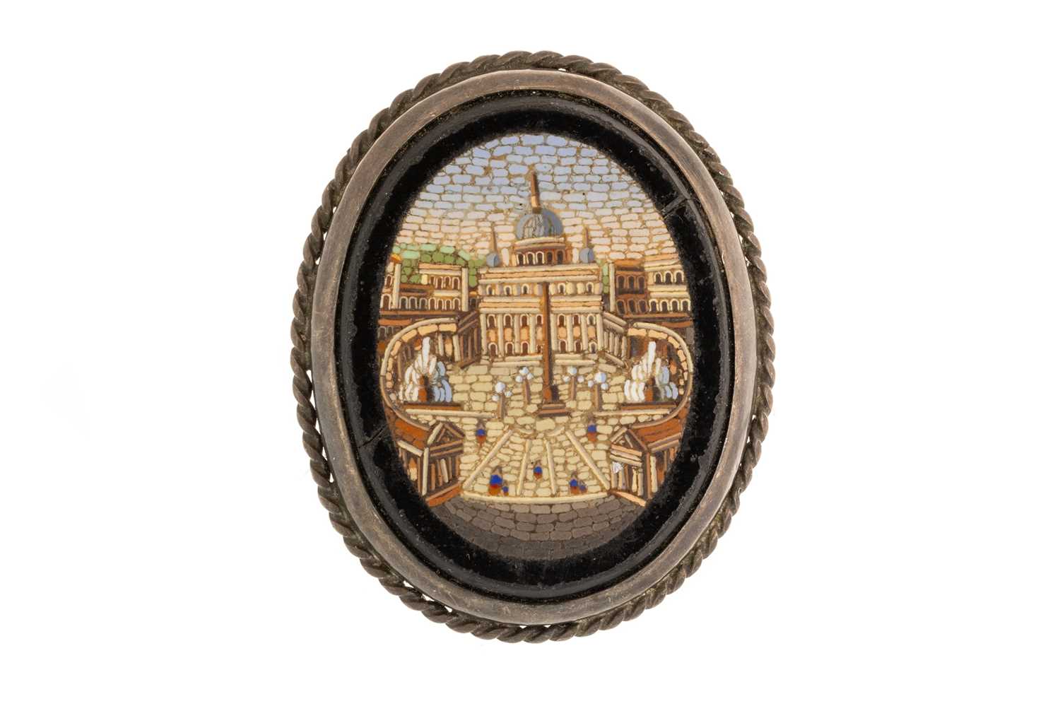 Lot 471 - VICTORIAN MICROMOSAIC BROOCH