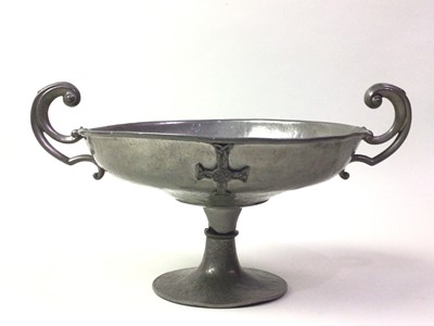 Lot 204 - PEWTER TWIN HANDLED TAZZA