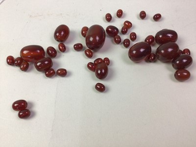 Lot 205 - COLLECTION OF CHERRY AMBER COLOURED BAKELITE BEADS