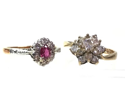 Lot 18 - RUBY AND DIAMOND CLUSTER RING