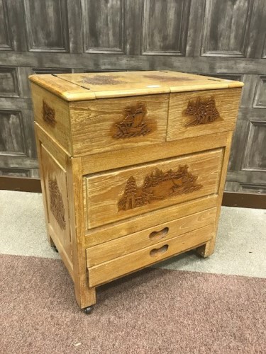 Lot 201 - MID 20TH CENTURY CHINESE WOOD SEWING CHEST the...