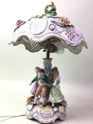 Lot 97 - GERMAN CERAMIC TABLE LAMP