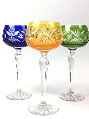 Lot 105 - SET OF SIX CRYSTAL HOCK GLASSES