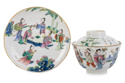 Lot 1346 - CHINESE LIDDED BOWL AND SAUCER