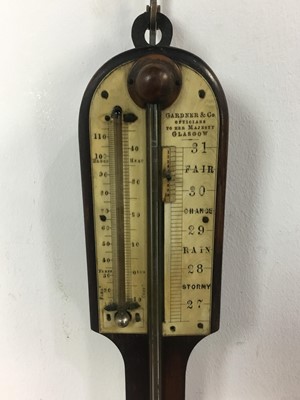 Lot 108 - MAHOGANY STICK BAROMETER