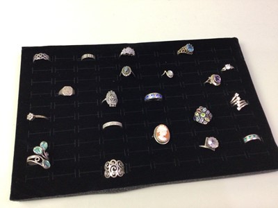 Lot 242 - COLLECTION OF TWENTY SILVER AND GEM SET RINGS