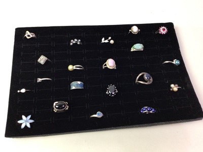 Lot 249 - COLLECTION OF TWENTY SILVER AND GEM SET RINGS