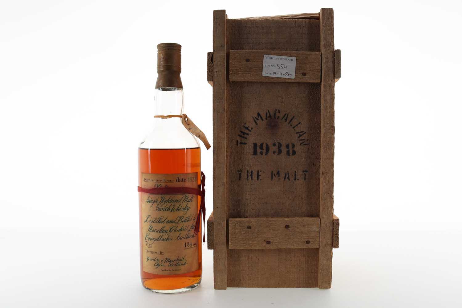 Lot 42 - MACALLAN 1938 GORDON & MACPHAIL HANDWRITTEN LABEL 75CL