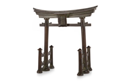 Lot 1367 - 19TH CENTURY JAPANESE BRONZE TORII (TEMPLE) GATE