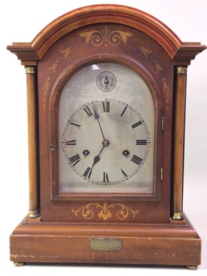 Lot 281 - INLAID MAHOGANY MANTEL CLOCK