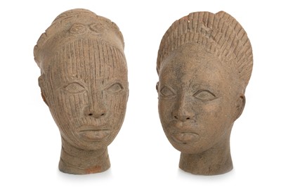 Lot 1407 - PAIR OF AFRICAN TRIBAL POTTERY BUSTS