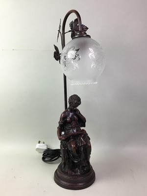 Lot 329 - BRONZE EFFECT FIGURAL TABLE LAMP