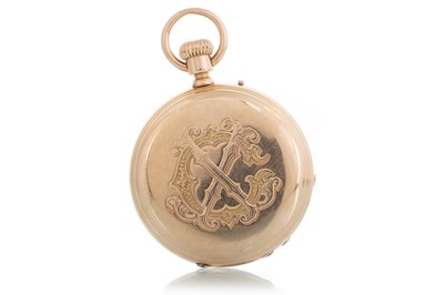 Lot 806 - EIGHTEEN CARAT GOLD HUNTER POCKET WATCH