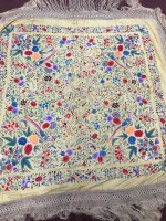 Lot 230 - EARLY 20TH CENTURY CHINESE EMBROIDERED SHAWL...